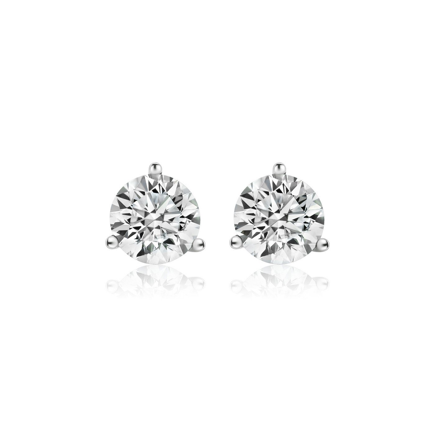 400548_008968f8ba1e46238cbbb4798093487cmv2.jpg 14K White Gold Moissanite Diamond 3-Prong Martini Stud Earring - Image 1
