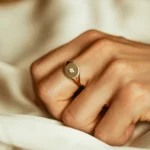 14K Solid Gold Diamond Pinky Signet Ring - Image 2