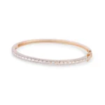 Diamond Cigar Band Bangle With Inset Baguette Diamonds - Image 2
