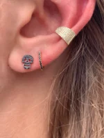 Black Natural Diamond Skull Earrings - Image 2