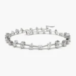 14k Gold Multi-Shape Slant Diamond Bracelet - Image 8