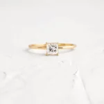 18K Solid Gold Princess Cut Lab-Grown Diamond Ring