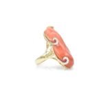 18K Solid Gold Coral Ring - Image 2