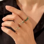 14K Solid Gold Minimalist Emerald Promise Ring - Image 5