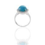 14K Solid Gold Turquoise And Diamond Ring - Image 6