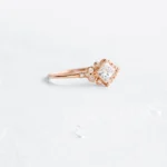 18K Solid Gold Lab-Grown Diamond Ring, Rose Gold Closed Basket Ring