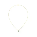 14K Solid Gold Natural Emerald Initial Necklace - Image 5