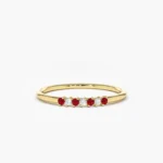 18K Solid Gold Petite Ruby and Diamond Ring