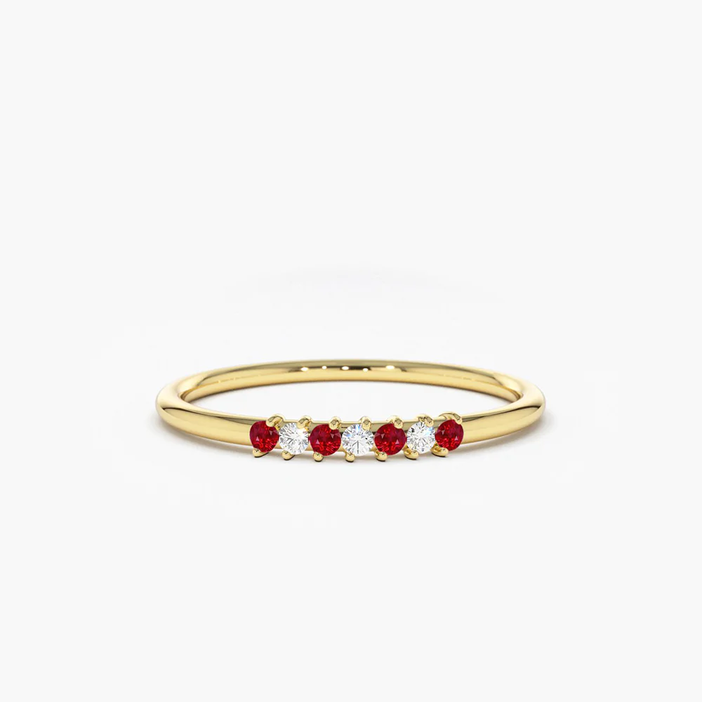 400548_10aa8fed6201460598baa4674caadf59mv2.webp 18K Solid Gold Petite Ruby and Diamond Ring - Image 1