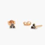 14K Gold Tiny Black Lab-Grown Diamond Trio Stud Earrings - Image 4