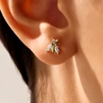 Bee Studs in 14 Karat Gold & Natural Diamonds - Image 2