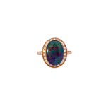 18K Solid Gold Opal And Diamond Ring