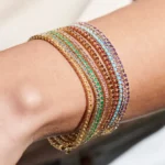 14K Solid Gold Prong Setting Emerald Tennis Emerald Bracelet for Women - Image 9