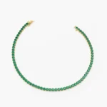 14K Solid Gold Prong Setting Emerald Tennis Emerald Bracelet for Women - Image 2