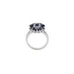 14K Solid Gold Blue Sapphire And Flower Diamond Ring - Image 7