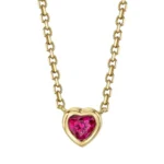 14K Solid Gold Ruby heart necklace - Image 2
