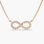 14K Gold Natural Diamond Infinity Necklace - Image 7