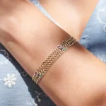 18k Solid Gold Cuban link bracelet With Sapphire bracelet - Image 8