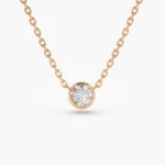 18k Gold Bezel Set Natural Diamond Solitaire Necklace - Image 5