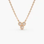 14k Bezel Set Trio Natural Diamond Necklace - Image 4