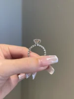 3.5ct Brilliant Round Moissanite Gold Ring 6-Prong Channel Pave Engagement Ring - Image 2