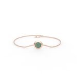 18k Solid Gold Natural Emerald Cluster Disc Bracelet - Image 3