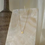 14K Solid Gold Dianty Initial Necklace