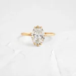 14k Solid Gold Oval Cut Lab-Grown Diamond Engagement Ring