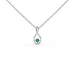 14K Solid Gold Natural Solitaire Emerald Necklace - Image 3