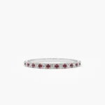 14K Solid Gold Ruby and Diamond Alternating Eternity Ring - Image 6