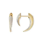 Small White Natural Diamond Horn Earrings