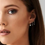 14k Lab-Grown Diamond Heggie Earrings with Dangling Illusion Set Baguette Diamonds - Image 3