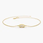 14K Solid Gold Art Deco Chain Bracelet - Image 5