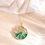 18k Solid Gold Emerald & Malachite Diamond Charm