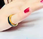 14K Solid Gold Emerald-Cut Sapphire Eternity Band Ring - Image 7