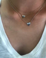 18k Solid Gold Small Ombre Heart Necklace - Image 2