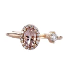 14K Solid Gold Morganite With Diamond Wrap Ring