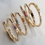 14K Solid Gold Baguette Amethyst With Diamond Ring - Image 4