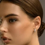 14K Baguette and Round Natural Diamond Micro Pave Earrings - Image 2