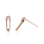 Natural Diamond Safety Pin Earrings - Image 2