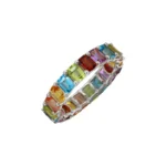 18K Solid Gold Rainbow Emerald Cut Eternity Band - Image 3