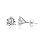 14K White Gold Moissanite Diamond 3-Prong Martini Stud Earring - Image 4