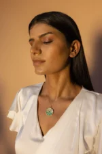 18k Solid Gold Emerald & Malachite Diamond Charm - Image 5