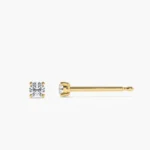 14K Solid Gold Prong Setting Lab-Grown Diamond Trio Tiny Stud Earrings