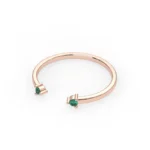 18K Solid Gold Natural Emerald Cuff Ring - Image 2
