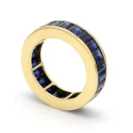 14K Solid Gold Emerald-Cut Sapphire Eternity Band Ring - Image 3