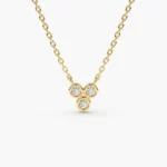 14k Bezel Set Trio Natural Diamond Necklace - Image 6