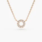 18k Gold Mini Natural Diamond Circle Necklace - Image 3