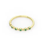 18K Solid Gold Half Eternity Emerald Bezel Ring - Image 4
