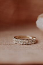 18K Solid Gold Small Round Diamond Full Eternity Band Ring - Image 2